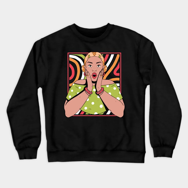 Chisme Queen Pop Art Portrait of Young Woman Gossip AT Crewneck Sweatshirt by SLAG_Creative